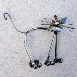 Meowing Pal Metal Sculpture Ornament Oaper Weight - thumbnail 1