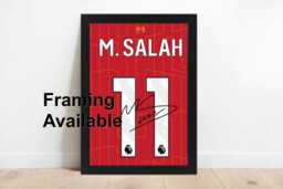 2025 Mo Salah Signed Liverpool Printed Autograph Print Photo Framed Option Shirt Jersey - thumbnail 1