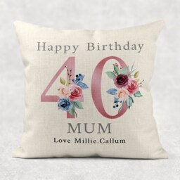 Personalised Floral Birthday Pillow Rose Country Linen Cushion Cover - thumbnail 3
