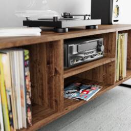Scandinavian Record Cabinet - Vinyl Storage Unit Media Tv Stand Handmade Sideboard - thumbnail 2