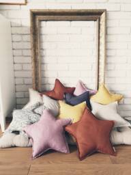 Linen Star Pillow, Decorative Linen Child's Pillow - thumbnail 1
