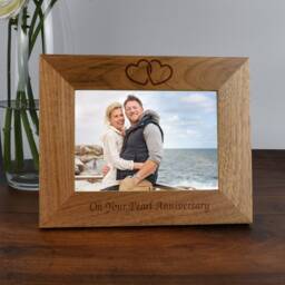 Personalised Wooden Photo Frame Pearl Wedding Anniversary Gift - 30Th Present For Couple, Parents, Mum & Dad 6x4 7x5 Landscape - thumbnail 3