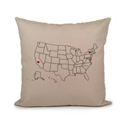 Long Distance Relationship Pillow, Custom Us Map Pillow Cover, States Wedding Gift, Personalized Gift, Gift For Couple, Christmas Gift - thumbnail 1