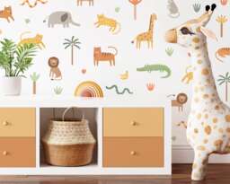 Jungle Wall Decals - Safari Animal Nursery Decor, Kids Room Decal, Reusable & Removable Stickers