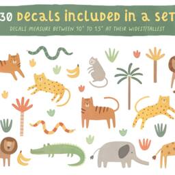 Jungle Wall Decals - Safari Animal Nursery Decor, Kids Room Decal, Reusable & Removable Stickers - thumbnail 2