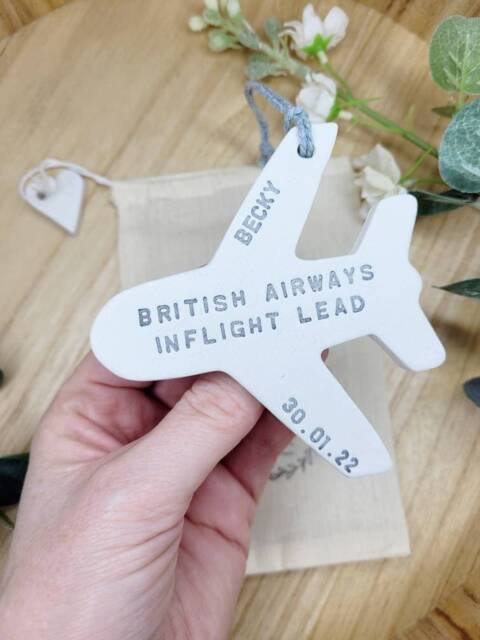 Personalised Clay Aeroplane Gift, Cabin Crew, Flight Attendant Decoration, Airline Pilot, Honeymoon Announcement, Travel The World - image 1