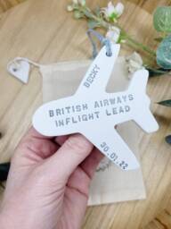 Personalised Clay Aeroplane Gift, Cabin Crew, Flight Attendant Decoration, Airline Pilot, Honeymoon Announcement, Travel The World - thumbnail 1