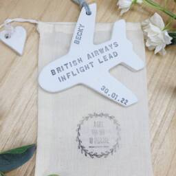 Personalised Clay Aeroplane Gift, Cabin Crew, Flight Attendant Decoration, Airline Pilot, Honeymoon Announcement, Travel The World - thumbnail 2