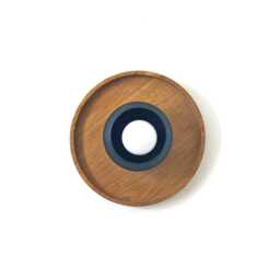 White Oak & Black Mid Century Modern Sconce Light Flush Mount Round Wall Fixture Kitchen Bedside - thumbnail 2