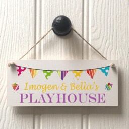 Personalised Playhouse Sign Teal Bird Green Pink Bunting Kids Playhouse Sign/ Spiel Haus/ Playroom Signs// - thumbnail 2