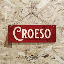 Croeso Metal Sign Horizontal - Vintage Worn Look Print Welsh Wales Cymru Bar Pub Cheers Welcome Celtic Silver/White - thumbnail 2