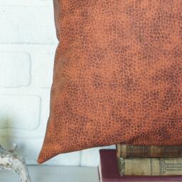 Terra-Cotta Faux Leather Pillow Cover Handmade Home Decor - thumbnail 3