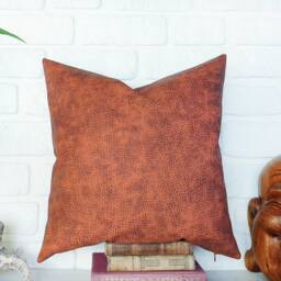 Terra-Cotta Faux Leather Pillow Cover Handmade Home Decor - thumbnail 2