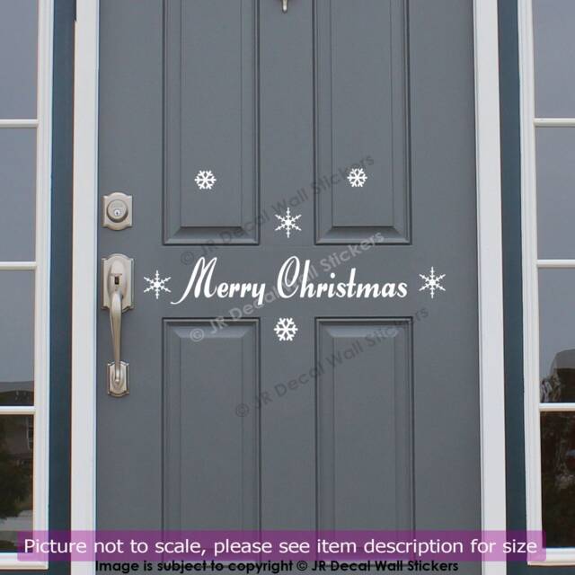 Christmas Door Sign Vinyl Wall Sticker Snowflake Xmas Shop Window Decor Decal - image 1