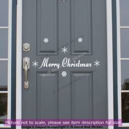 Christmas Door Sign Vinyl Wall Sticker Snowflake Xmas Shop Window Decor Decal - thumbnail 1