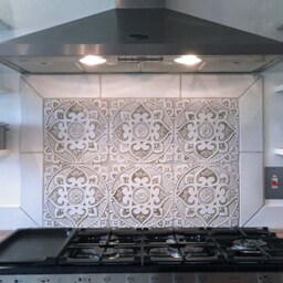 Ceramic Tile Wall Hanging Set Mandala Mosaic, Outdoor Art, Grey & White - 30cm/11.8 - thumbnail 4