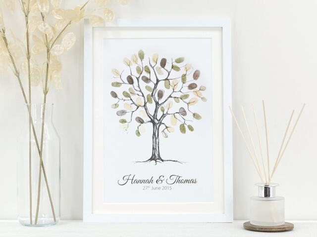 Personalised Wedding Fingerprint Tree - Alternative Guest Book Print Thumbprint Keepsake Unique Guestbook Va216 - image 1