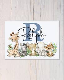 Personalized Safari Animal Print Baby Boy Nursery Decor - thumbnail 1