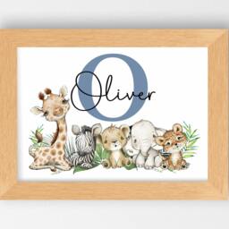 Personalized Safari Animal Print Baby Boy Nursery Decor - thumbnail 2