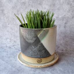 Handmade Ceramic Planter With Dish - thumbnail 2