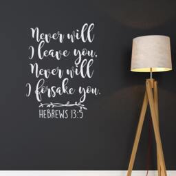 Hebrews 135 Bible Verse Sticker - Christian Bedroom & Nursery Decor Inspirational Scripture Wall Art #85