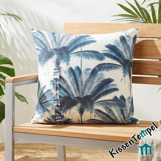 "Tropical Palm Cushion Cover ""Blue Palm" - image 1