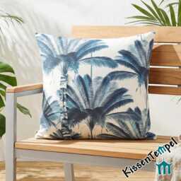 "Tropical Palm Cushion Cover ""Blue Palm" - thumbnail 1