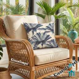 "Tropical Palm Cushion Cover ""Blue Palm" - thumbnail 3