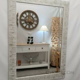 Blanca Wood Frame 2 Tone Silver White Colour Wall Mirror Bevelled Edge Glass Hand Finished Rectangular Made in UK - thumbnail 2