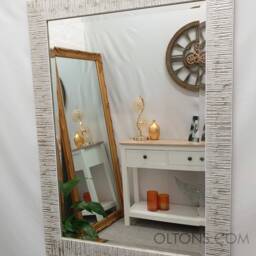 Blanca Wood Frame 2 Tone Silver White Colour Wall Mirror Bevelled Edge Glass Hand Finished Rectangular Made in UK - thumbnail 3