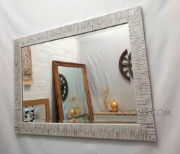 Blanca Wood Frame 2 Tone Silver White Colour Wall Mirror Bevelled Edge Glass Hand Finished Rectangular Made in UK