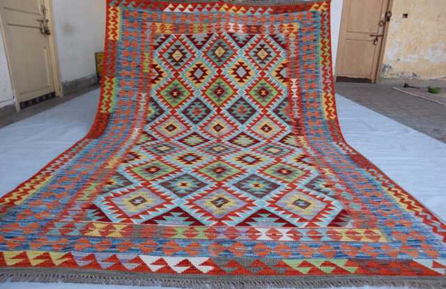 7x10 Chubi Tribal Kilim Rug, Afghan Flatweave Area Brand New Kilim, Maimana Oriental Turkmen Rug For Bedroom, Livingroom - image 1