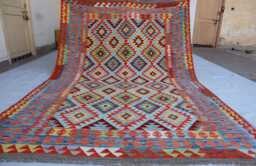 7x10 Chubi Tribal Kilim Rug, Afghan Flatweave Area Brand New Kilim, Maimana Oriental Turkmen Rug For Bedroom, Livingroom - thumbnail 1
