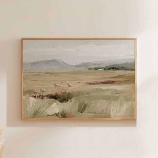 Sheep Meadow Poster, Highland Landscape Print, Country Wall Art, Paper - image 1