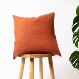 Orange & Yellow Linen Cushion Covers, Pure Stone Washed Softened Cushions 45cm X - 18 - thumbnail 2