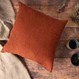 Orange & Yellow Linen Cushion Covers, Pure Stone Washed Softened Cushions 45cm X - 18 - thumbnail 3