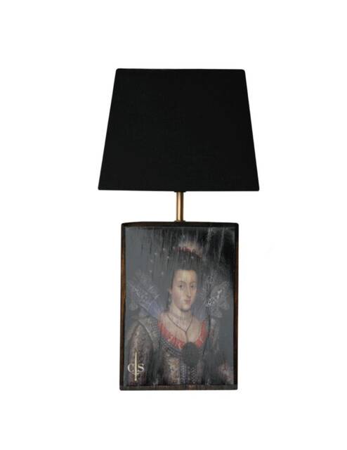 Black Oak Block Hand Finished Queen Table Lamp With Shade - image 1
