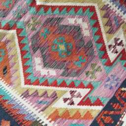 Multicolour Kilim Rug, Handmade Artisan Afghan Turkish Persian Navajo Scandinavian Bohemian Flatweave Natural Wool Rug 150x106 cm - thumbnail 4