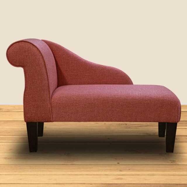 Plain Coral Chaise Longue - Mini Indoor Sofa Lounger Handmade in Britain - image 1