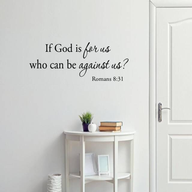 Vwaq If God Is For Us Who Can Be Against Wall Decal Romans 831 Bible Art Inspirational Words Religious Scripture Prayer Stickers - image 1