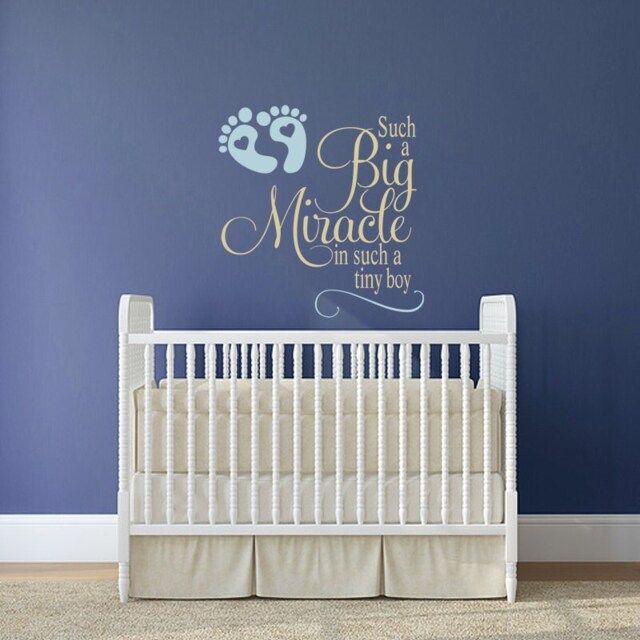 Vinyl Wall Art, Such A Big Miracle in Such Tiny Boy Decal, Nursery Decor For Little Boy's Room With Footprints - image 1