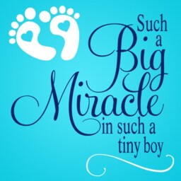 Vinyl Wall Art, Such A Big Miracle in Such Tiny Boy Decal, Nursery Decor For Little Boy's Room With Footprints - thumbnail 2