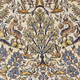 Handmade Wool Tree Of Life Rug - Ivory & Gold, Persian Style - 5x7 Ft - thumbnail 3