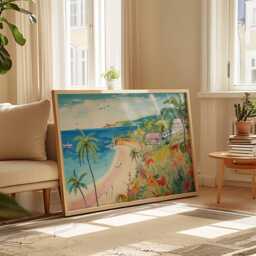 Caribbean Travel Poster Tropical Island Beach Wall Art - thumbnail 2