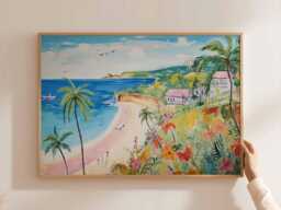 Caribbean Travel Poster Tropical Island Beach Wall Art - thumbnail 1