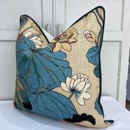 Gp & J Baker Nympheus Blue Green Luxury Designer Linen Decorative Cushion Throw Pillow Cover - thumbnail 2