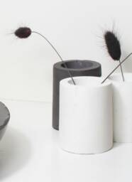 Mini Concrete Vase, Grey, White Or Black, Jewelry Tray, Decorative Round, Pretty Gift Mini Cup, Beautiful Round Storage - thumbnail 1