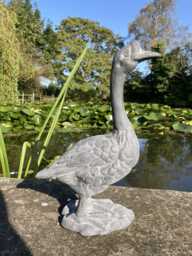 Metal Cast Iron Goose Garden Ornament - Lead Effect Finish - thumbnail 1
