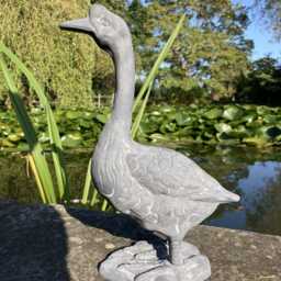 Metal Cast Iron Goose Garden Ornament - Lead Effect Finish - thumbnail 2