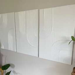 Boho Textured Plaster Wall Art Modern Canvas Decor For Living Room Or Bedroom Minimalist Home - thumbnail 3